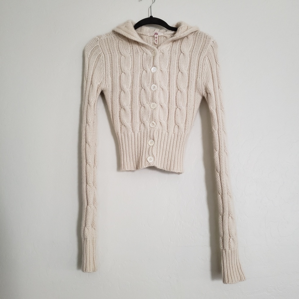 JOIE 100% 4Ply Cashmere Chunky Cropped Cardigan